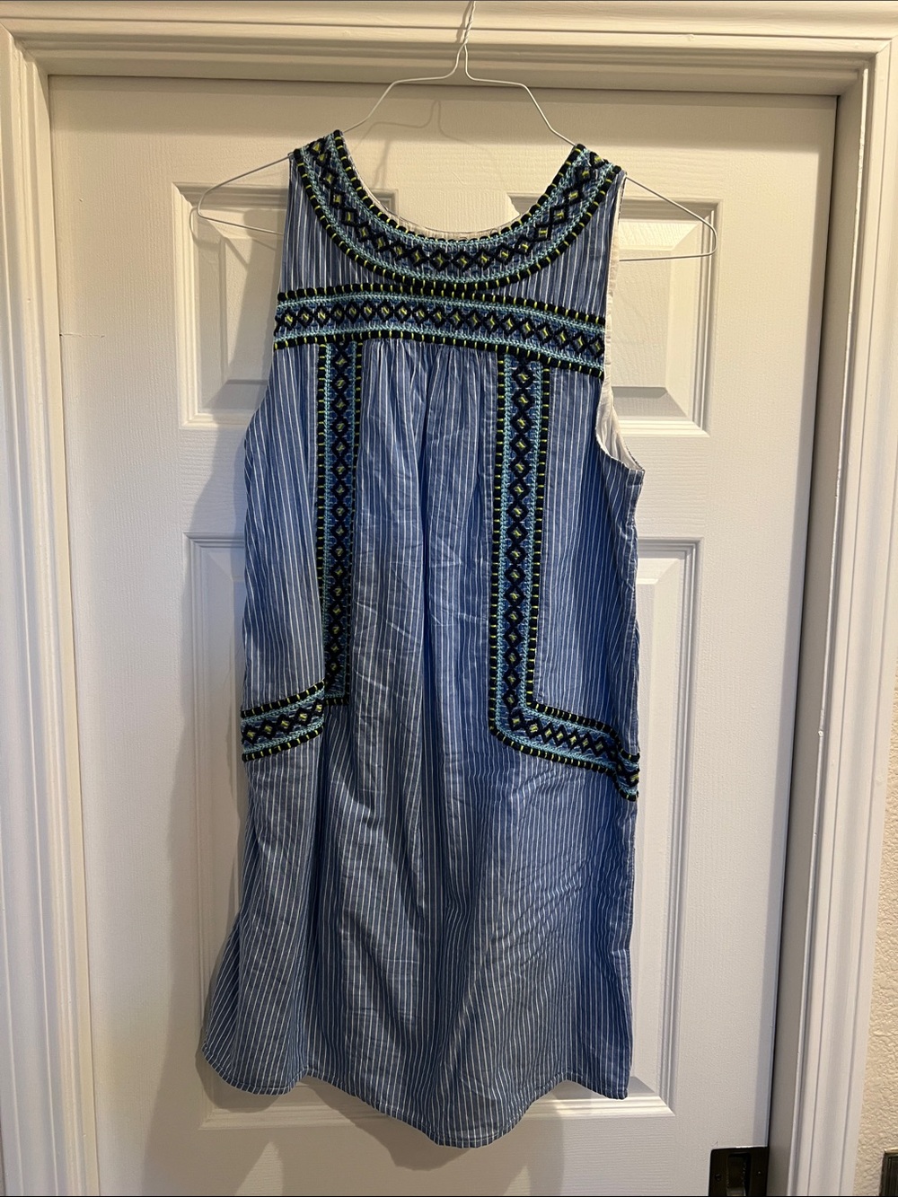 Vineyard Vines Blue and White Striped Embroidered Shift Dress